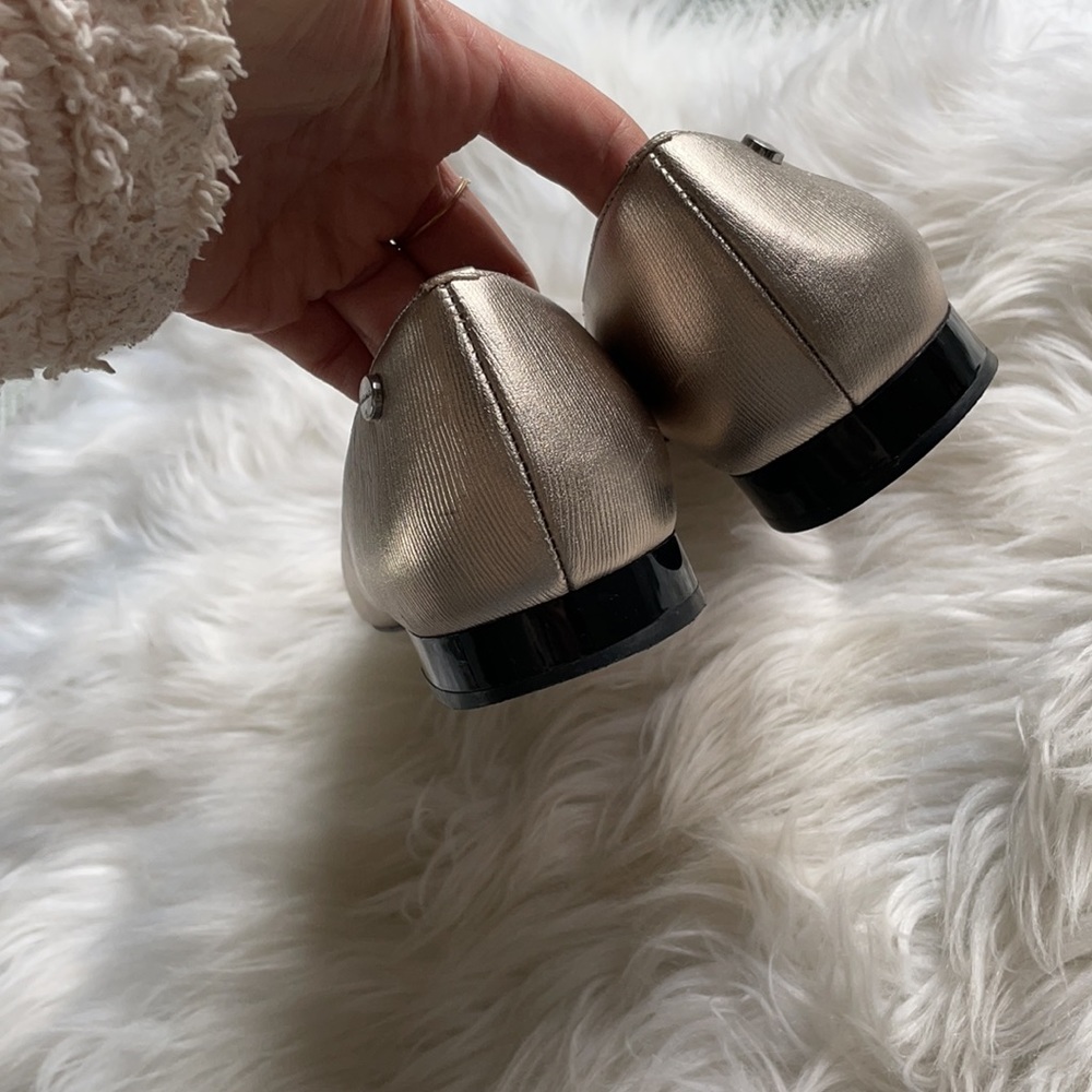 Calvin Klein Metallic Gold Pointed Toe Ballet Flat - Picture 3 of 4